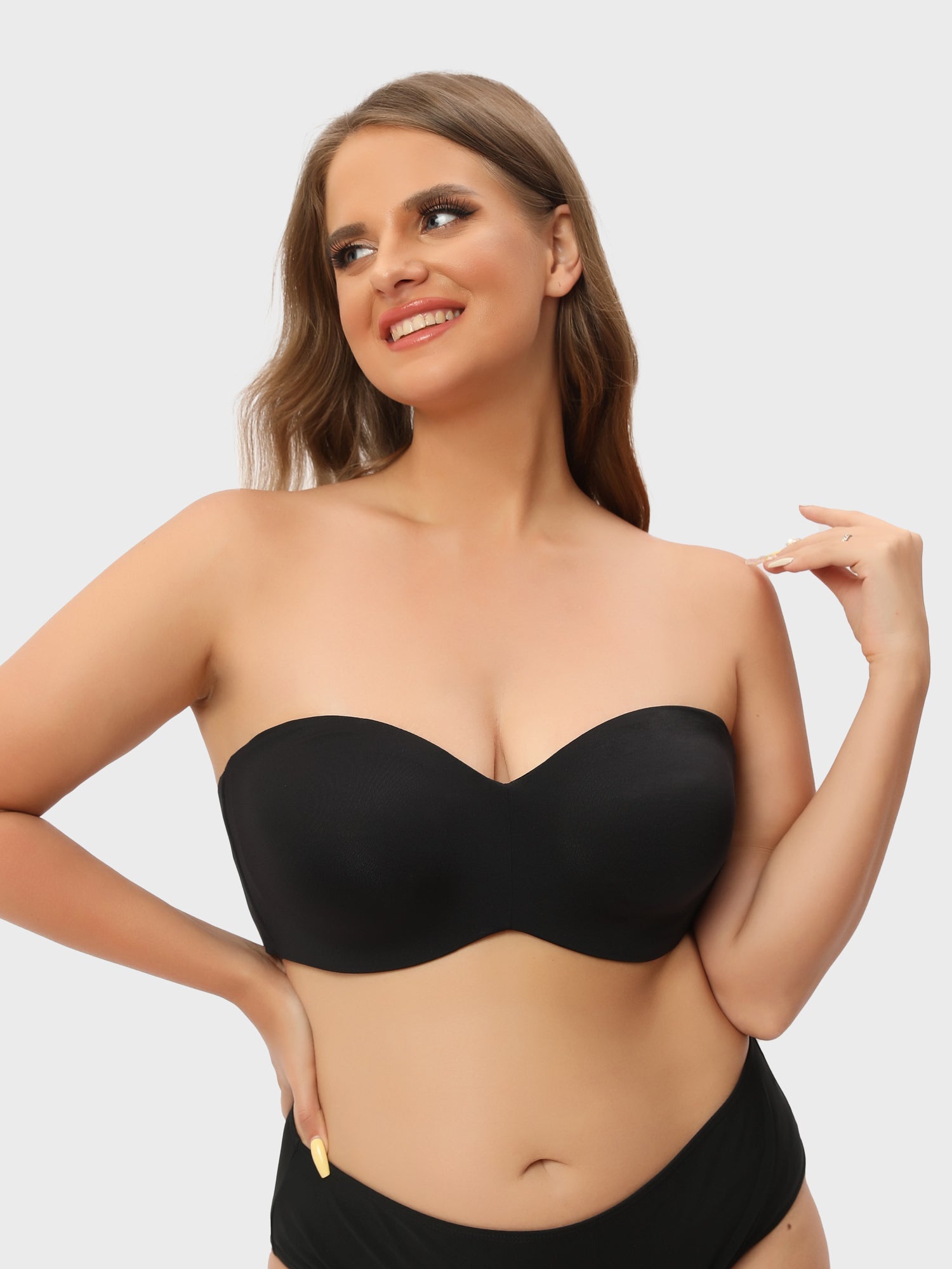 VQLTZQU Strapless Bras for Women Large Bust Double Removable Strapless Plus  Size Padded Bandeau Bra Stretchy Anti-Slip, Brown, Small : :  Clothing, Shoes & Accessories