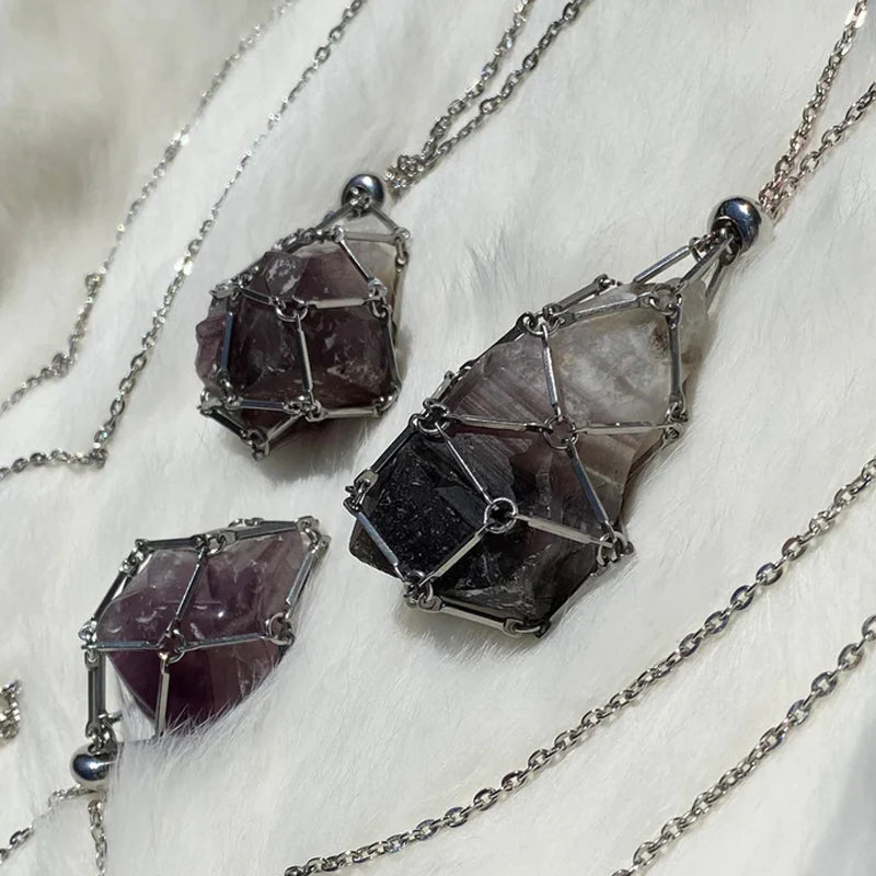 Plebolo 2023 Crystal Stone Holder Necklace,Crystal Holder Necklace,Crystal  Necklace Holder,Stone Holder Necklace for Crystals (Moonstone)